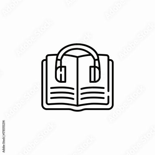 open book headphones icon sign vector