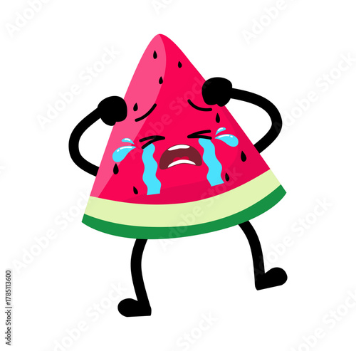 Cute Hand Drawn Watermelon Crying Out Loud