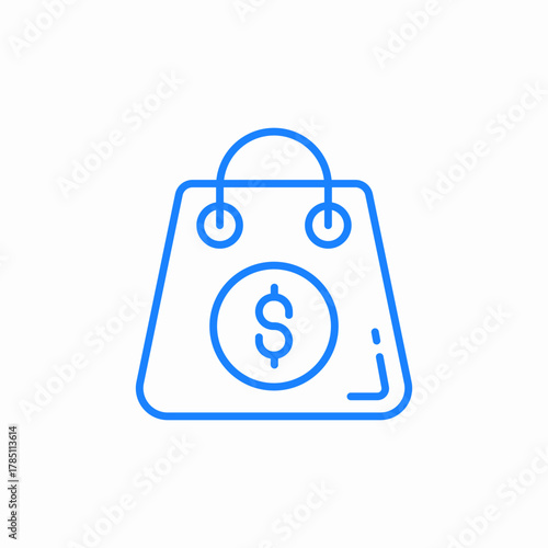 shopping bag or shopper dollar icon sign vector