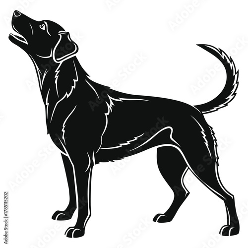 Silhouette of dog barking canine pet animal mammal domestic friend vector art