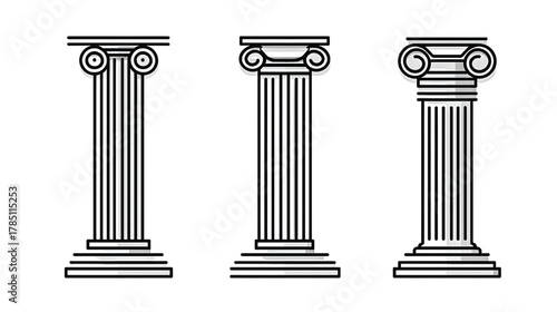 Corinthian, Doric, and Ionic Column Icons