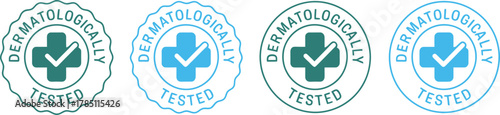 Dermatologically Tested Seal Stamp: Medical Cross and Checkmark Icon for Cosmetic Skincare and Allergy-Free Product Certification