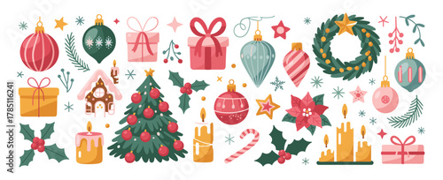 Pixel Art Christmas Elements Collection holiday decoration