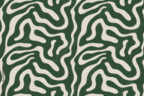 Abstract Green and Cream Organic Pattern Evoking Natural Flow and Harmony