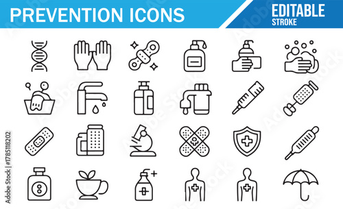 Infection Control and Sanitization Icons — Health and Wellness Vector Illustration