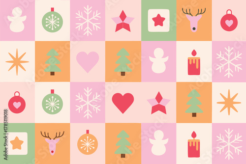 A repeating pattern of Scandinavian inspired holiday designs