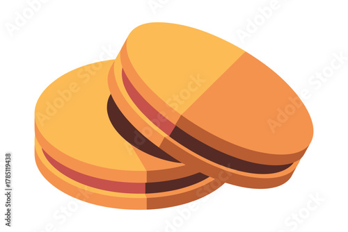 Two sweet cookies stacked together on a white background.