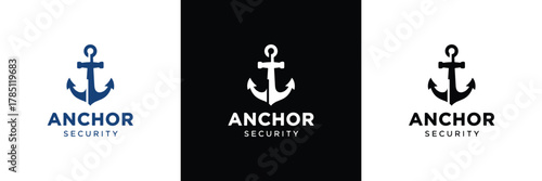 A blue anchor logo with 'ANCHOR SECURITY' text, ideal for branding, maritime, and corporate identity designs.