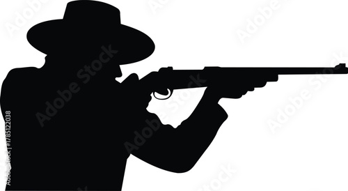 Silhouette vector of a cowboy aiming a rifle