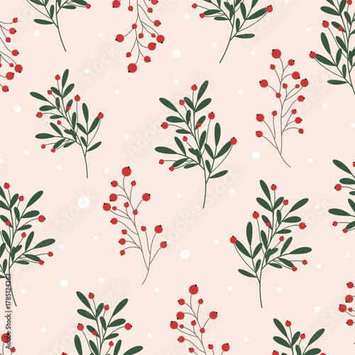 Seamless Christmas patterns with festive decorations and winter holiday elements. Wrapping paper