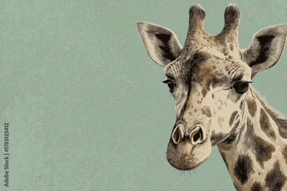 Obraz premium light green beige background animal artwork