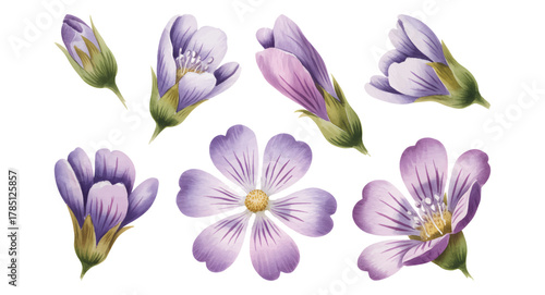 Lavender Lilac floral watercolor blossoms.