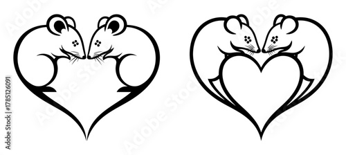 Two cute mice forming a heart shape, symbolizing love and affection