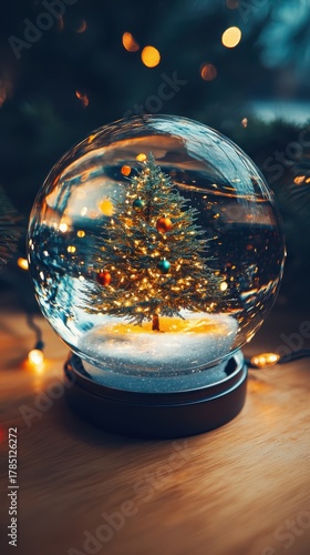 Wallpaper Mural Magical christmas tree inside a snow globe cozy home setting holiday decor festive atmosphere close-up view Torontodigital.ca