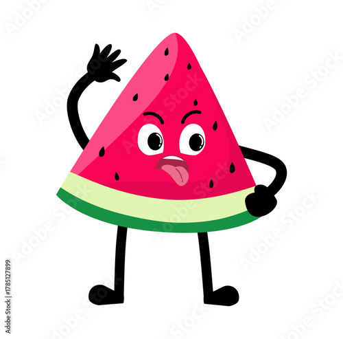 Cute Hand Drawn Naughty Watermelon Expression