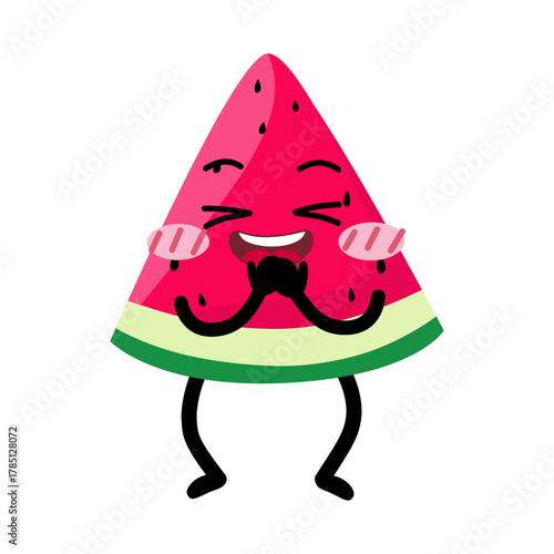Cute Hand Drawn Shy Watermelon Blushing