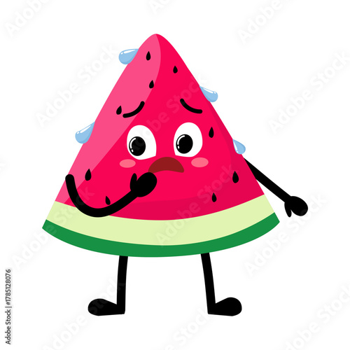 Cute Hand Drawn Nervous Watermelon Expression