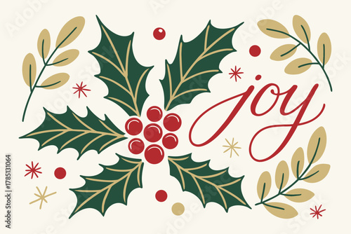 Holly berry icons set, Chritmas logo wirh holly berries - set