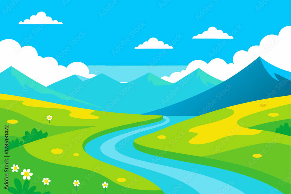 Obraz premium Cartoon landscape view