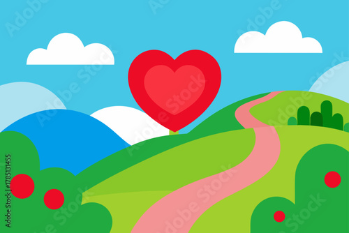 Heart balloon landscape