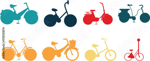 Collection of various bicycle types perfect for transportation or recreation themes