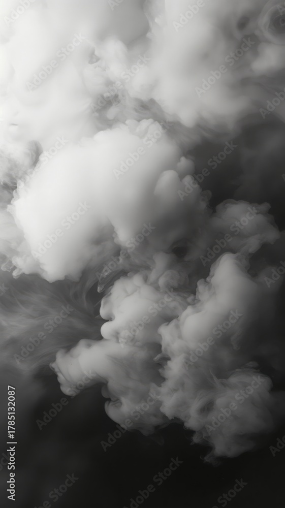 Naklejka premium Dynamic plumes of swirling smoke or mist creating an ethereal and mysterious texture against a dark, dramatic background, showcasing abstract atmospheric beauty