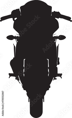 Black Silhouette of a Motorcycle Viewed from the Front bike sportbike on transparent background