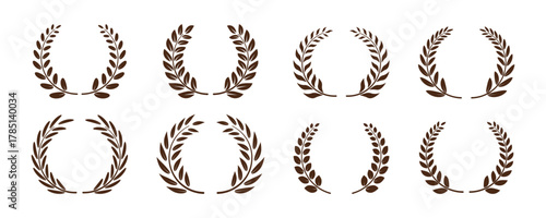 Laurel wreath icon. Symbol of victory, achievement, honor, quality product, or success. Gold template logo design with wreath laurel. Vector illustration
