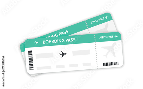 Airplane tickets. Boarding pass tickets template. Plane tickets vector pictogram. Airline boarding pass template. Air ticket icon. Vector illustration