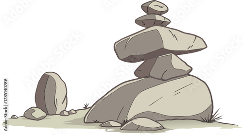 Rock and Boulder Collection Isolated on Transparent Background. Natural Stone Piles Vector Illustration for Landscape Architecture, Environment Design, and CAD Drawings