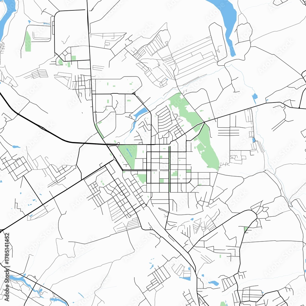 Fototapeta premium Map of the city of Novomoskovsk, Tula Oblast, Russia.