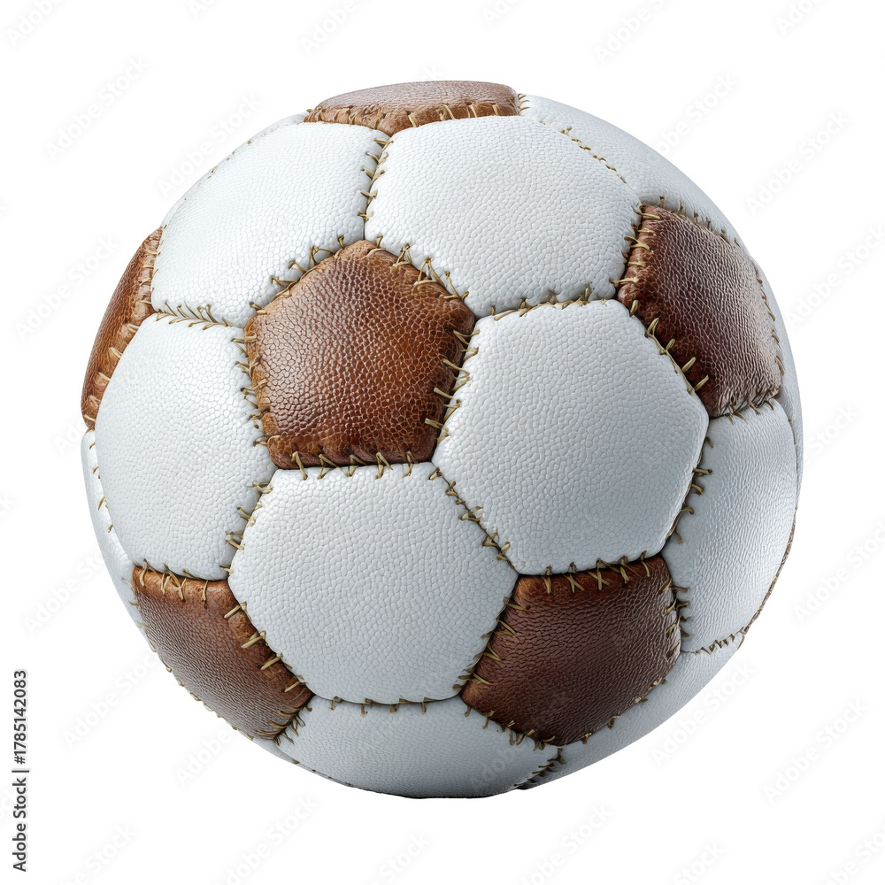 Isolated yellow and blue hexagon stitched ball with a transparent background ideal for design stock, perfect for sporting goods and athletic promotions