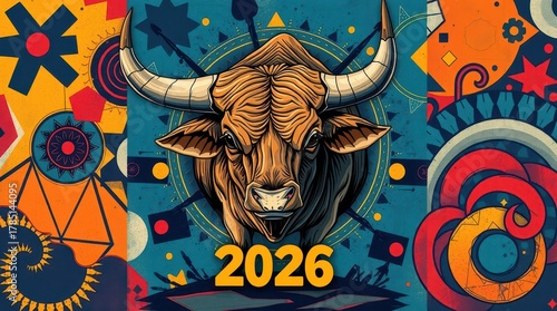 Zodiac horoscope Taurus paint background 2026