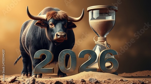 Zodiac horoscope Taurus hourglass background 2026