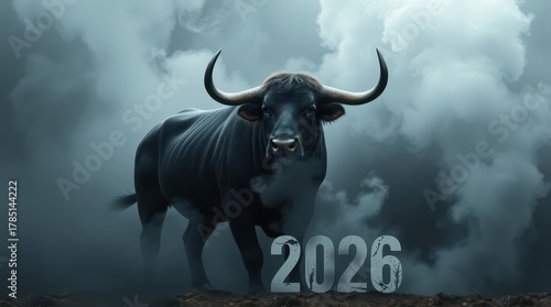 Zodiac horoscope Taurus fog background 2026
