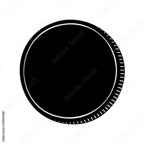 Simple graphic of a black circle with segmented outer ring, design element