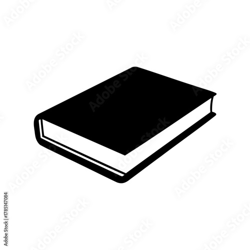 Simple black and white drawing of a closed hardcover book illustration