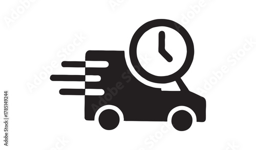 Fast delivery truck icon with clock symbolizing speed and timeliness