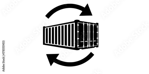 Intermodal Shipping Container Circular Economy Flat Vector Icon