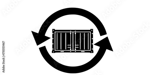 Intermodal Shipping Container Circular Economy Flat Vector Icon