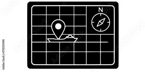 Vessel Tracking Screen Coordinate Grid Flat Vector Icon