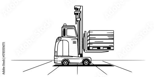Unmanned Forklift AGV Warehouse Automation Line Art Vector