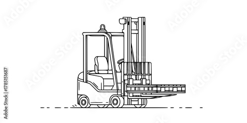 Unmanned Forklift AGV Warehouse Automation Line Art Vector