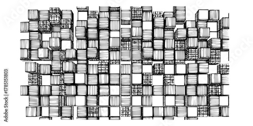 Interlocking Shipping Containers Grid Pattern Flat Vector