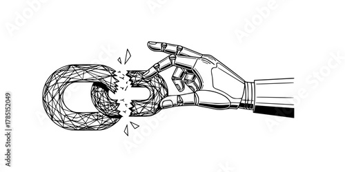 Supply Chain Resilience Broken Link Repair Line Art Vector