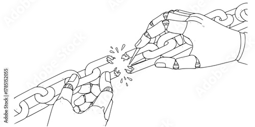 Supply Chain Resilience Broken Link Repair Line Art Vector