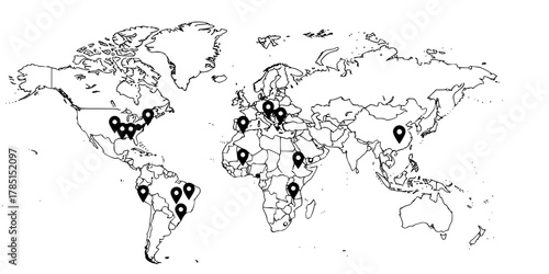 Geopolitical Risk Key Ports Map Simple Flat Vector