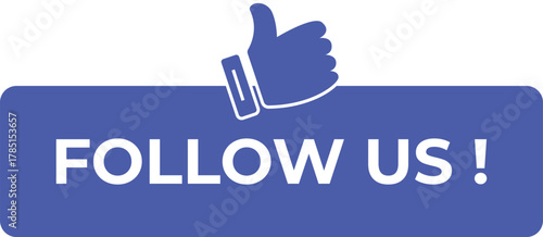 Modern thumbs up follow us button Icon with blue color for social media engagement, vector Illustration.