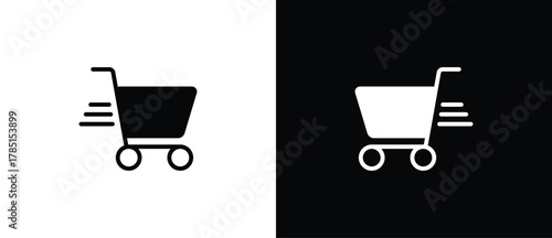 Delivery shopping cart icon. Web store shopping cart icon. Shop and sale icon, black and white vector illustration