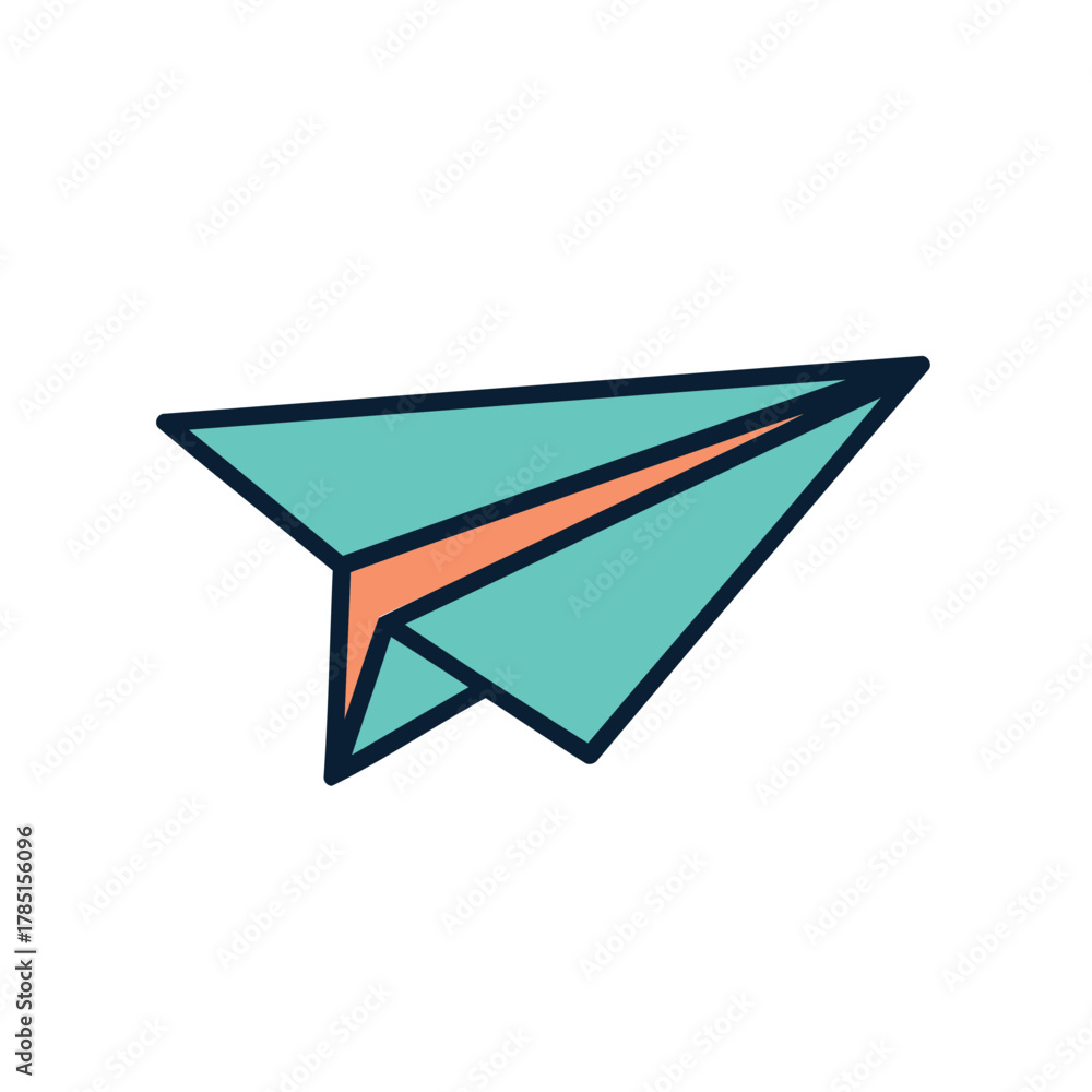 Fototapeta premium Simple 3d origami paper plane icon design concept illustration on white background, perfect vector symbol for business travel or mail communication sign